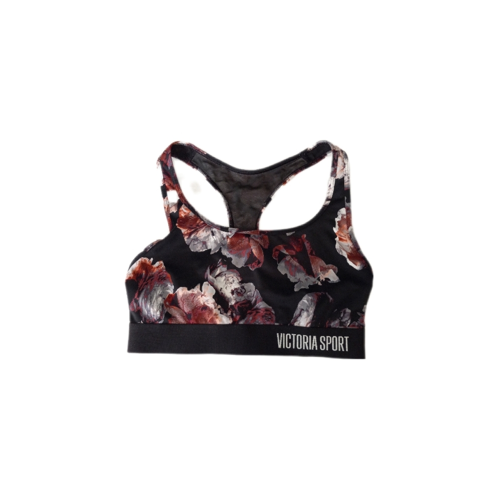 Victoria's Secret black tease floral rose The Player sports bra size S